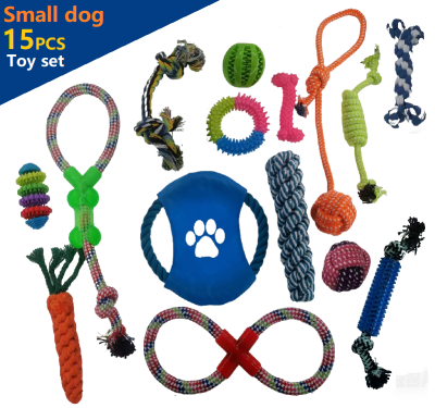 15pcs Small Dog Toys  Toy Set Chew Toy Rope toy Ball toy Squeaky Toy E001