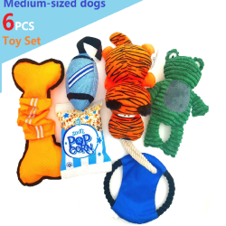 6pcs Medium Dog Toys Toy Set Chew Toy Rope Toy Squeaky Toy E006