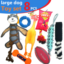 8 pcs Large Dog Toys Toy Set Chew Toy Rope Toy Squeaky Toy E011