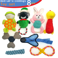 8 pcs Medium Dog Toys Toy Set Chew Toy Rope Toy Squeaky Toy