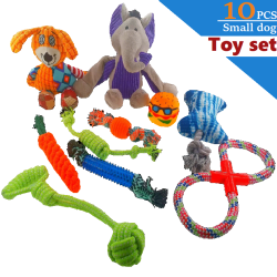 10pcs Small- Dog Toy Set Puppy Toys Pet toys Chew Toys Rope toys Squeaky toys E003